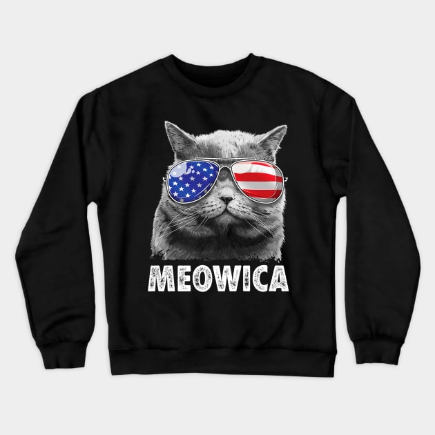 4th Of July Cat Shirt Crewneck Sweatshirt by Namio